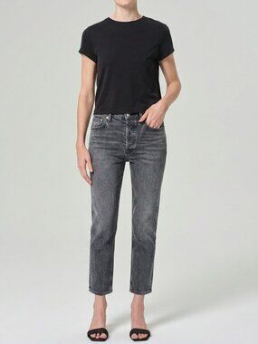 AGOLDE Riley High-rise Straight-leg Jeans Black Size 25